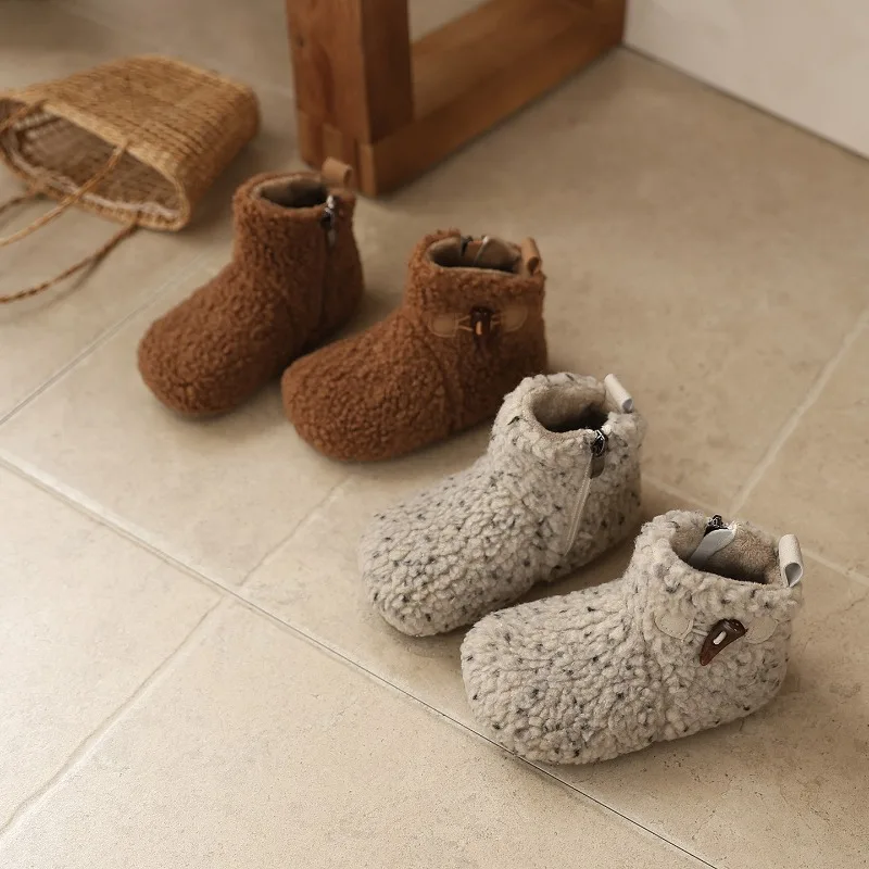 2025 Winter New Children's Shoes Children's Plush Warm Snow Boots Cute Girls Anti slip Versatile Cute Fashion Boots