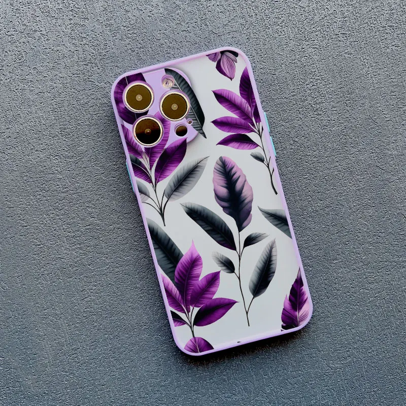 Tropical Purple Leaf Flower Shockproof Phone Case
