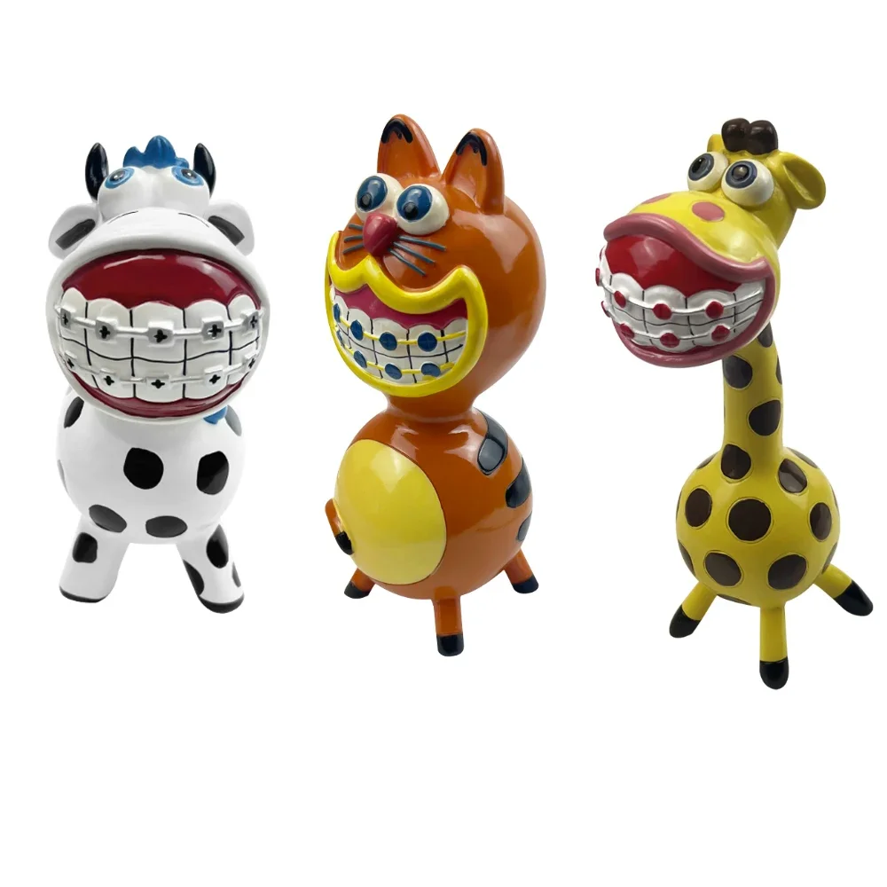 크리 에이 티브 치과 Artcrafts 치열 교정 동물 조각 장난감 치과 진료소 데스크탑 장식품 치아 인형 사무실 장식