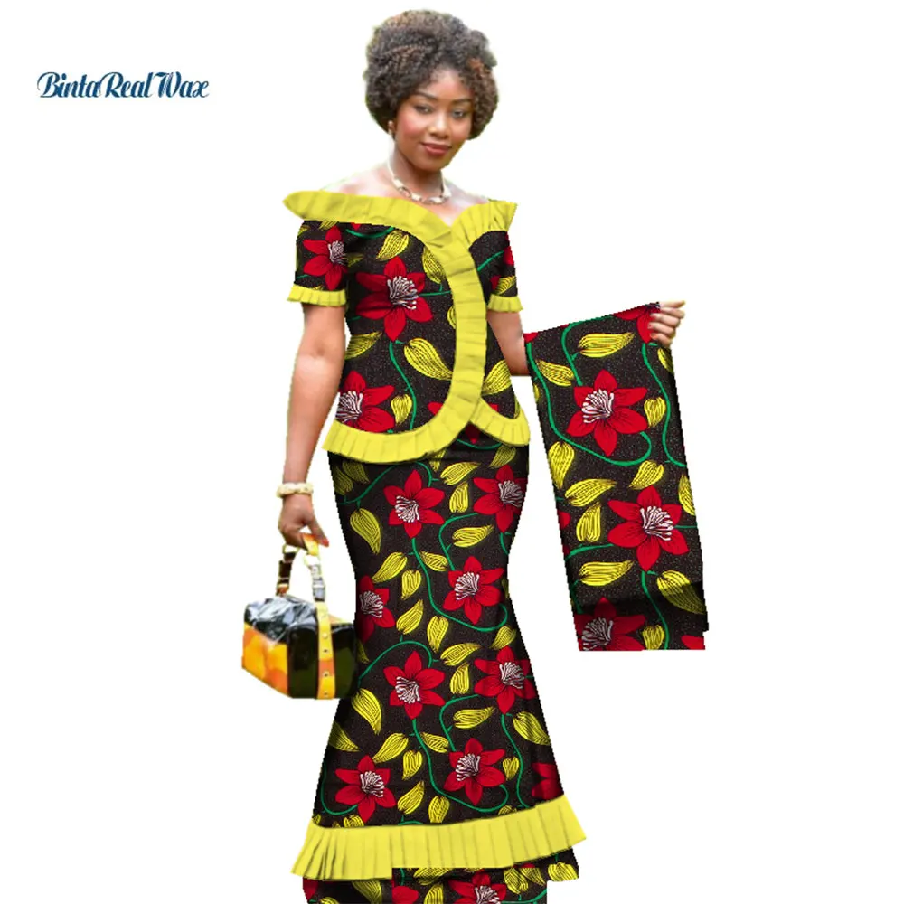 

Женский винтажный комплект из 2 предметов в африканском стиле, топ с драпировкой и юбка с запахом на голову, WY3171