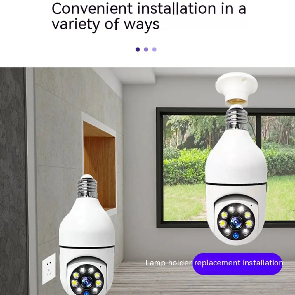 

5G Wifi 5MP E27 Bulb Surveillance Camera Indoor 4X Digital Zoom AI Human Detect Full Color Night Vision Wireless Cam Smart Home