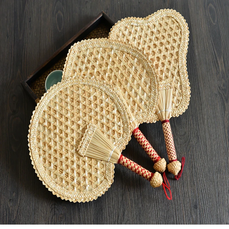 

8 Pack Hand Woven Straw Hand Fan Vintage Summer Natural Eco-Friendly Hand Woven Fan Decorative Fan Home Ornament Fan