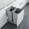 Bottom Mount Pull-Out Waste Container With Door Mounting Kit - Pull-Out Wire Basket-Grey 2 Waste Can-for 18" Frameles 3