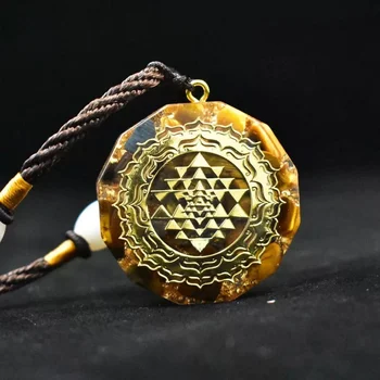Tiger's Eye Sri Yantra Pendant 1