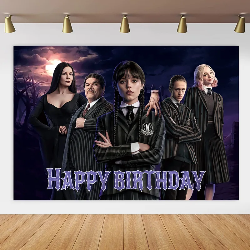 Wednesday Background Cloth Kids Birthday Party Decoration Supplies Birthday Banner Photography Backgdrop Cloth Holid