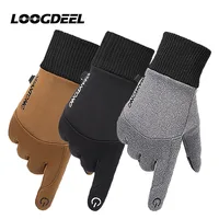 LOOGDEEL Fleece Cycling Gloves Non-slip Thermal Touch Screen Windproof Waterproof Men Skiing Running Bicycle Motorcycle Gloves 1