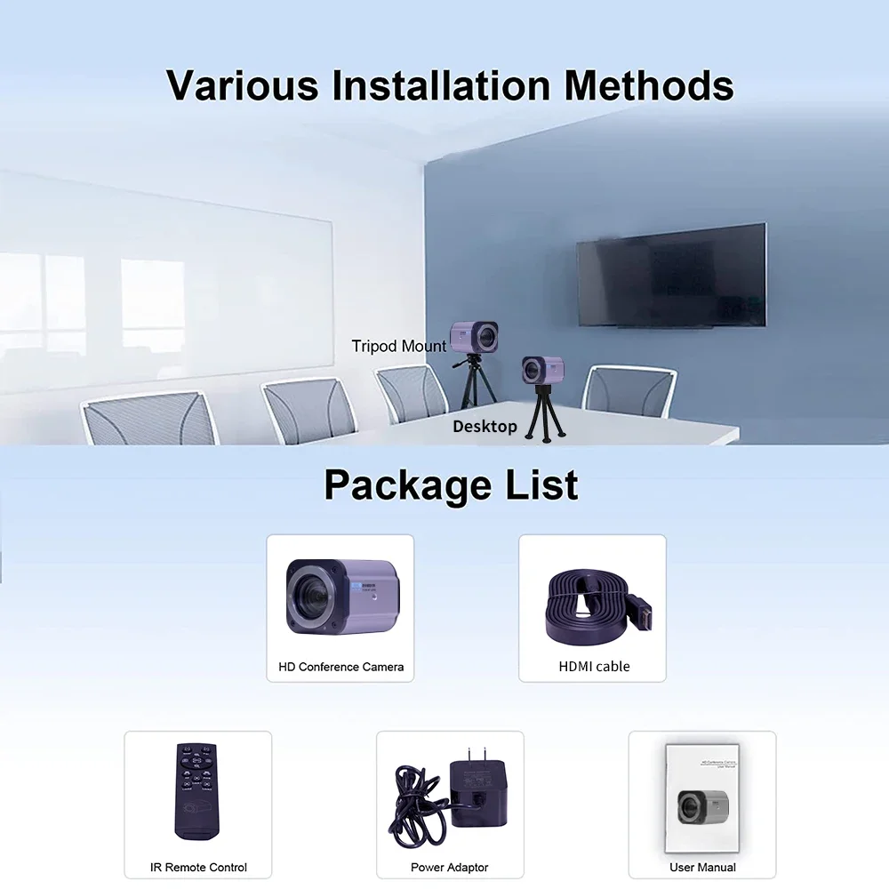 풀 HD 라이브 스트리밍 카메라, USB HDMI 1080P 라이브 방송 디지털 카메라 삼각대, 비디오 클래스 회의 웹캠, 10X 광학 줌