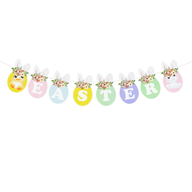 Easter Banner Latex Balloon Cute Cartoon Rabbit Cake Topper Easter Egg Cupcake Topper For Easter Party Decoration Supplies