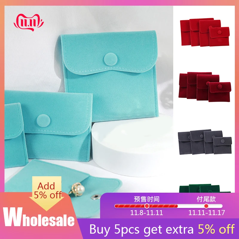 Delicate Velvet Wear-resistant Jewelry Bags Rings Earrings Bracelet Durable Colorful Jewelry Organizer Portable Elegant Snap Bag