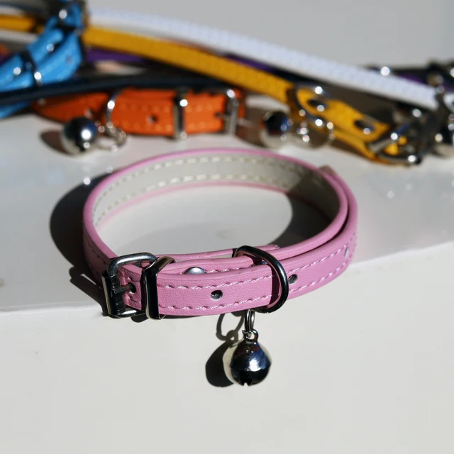 Adjustable PU Leather Cat Collar - Durable, Stylish Pet Collar with Metal Buckle, Soft Padded Design for Small Dogs and cats  - 2