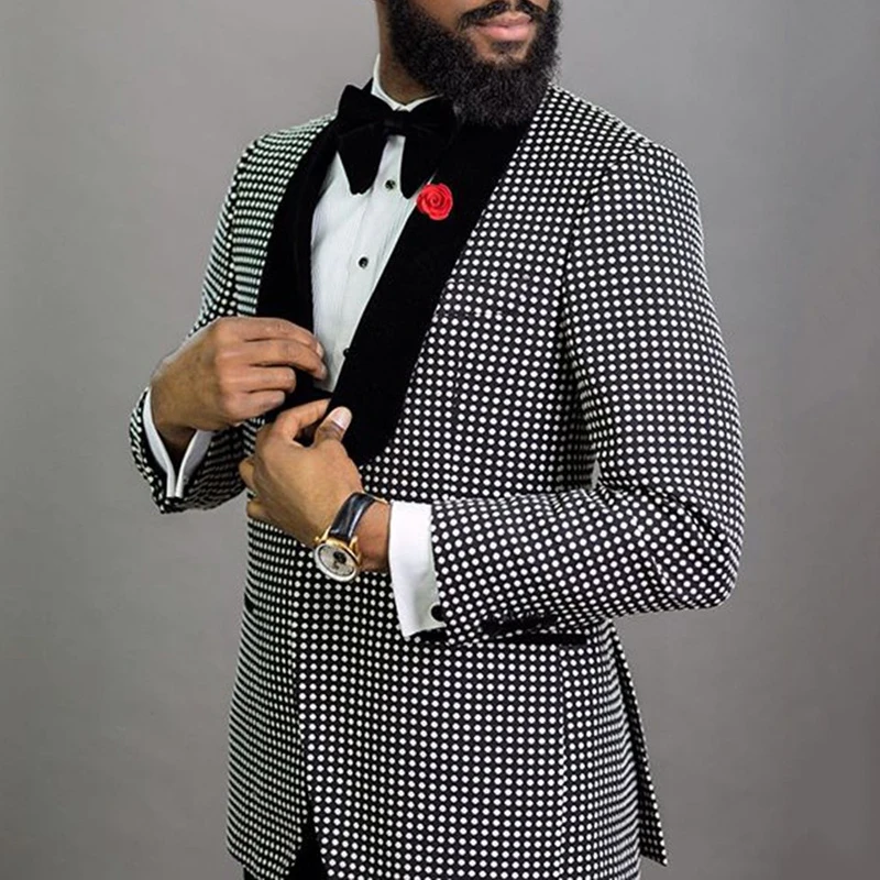 Men Blazers England Retro Pattern Print Casual Suit Blazer Spring Turn-down Collar Business Outwear Autumn Single Button Man Jacket Coat