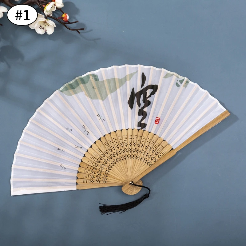 Description Picture 6 of itemVintage Silk Folding Hand Fan Chinese Japanese Bamboo Fans Craft Gifts Women Dance Performance Props Home Decoration Ornaments