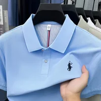 Polo homme 100 % coton pur, marque haut de gamme 2026, manches courtes, mode été, logo brodé, haut de golf, t-shirt décontracté 2
