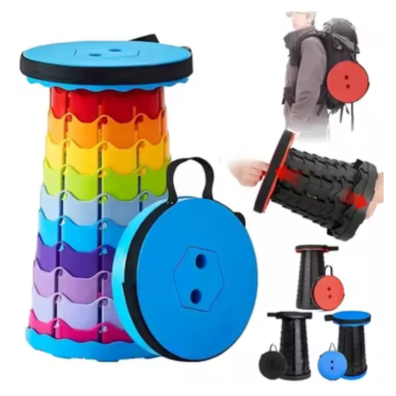 Folding Telescopic Stool Storage Stool Outdoor Travel Folding Adjustable Plastic Fishing