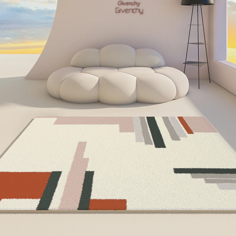 

Cream Style Rugs for Bedroom Light Luxury Living Room Decoration Abstract Carpet Fluffy Soft Plush Rug Thickened Non-slip Mat