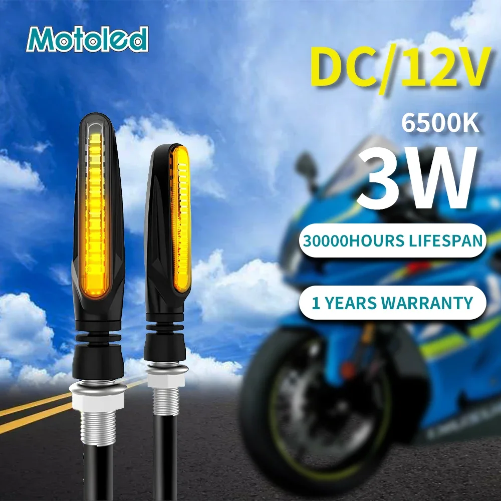

Motoled 2Pcs Motorcycle 24 LED High Bright Amber Turn Signal Indicator Light Front Rear White Day Running Flowing Red Brake Lamp