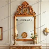 กระจกตกแต่งสไตล์ฝรั่งเศสแบบเรโทรใหม่ล่าสุด กระจกติดผนังห้องนั่งเล่นสไตล์อเมริกัน กระจกติดผนังเตาผิง กระจกแขวนผนังสไตล์ยุโรปคลาสสิกแกะสลักสำหรับห้องน้ำ 5