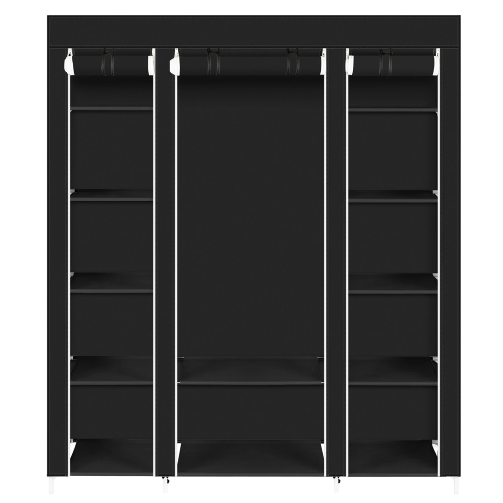 69" Portable Clothes Closet Wardrobe Storage Organizer with Non-Woven Fabric Quick Assemble Extra Strong Durable Black