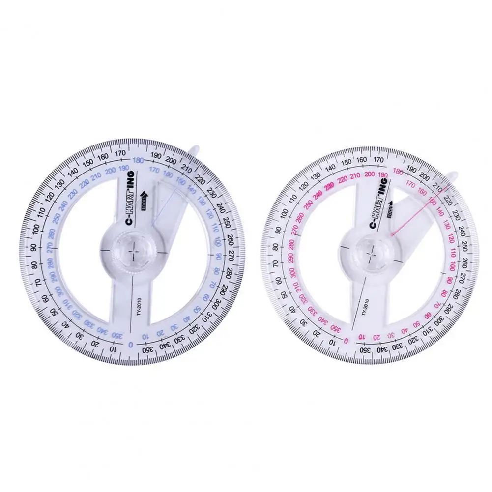 2Pcs Innovative Visible Corrosion Resistant Measuring 360 Degree Pointer Ruler for Worker Drawing Protractor Protractor 1pc lot hot sale circular 10cm plastic 360 degree pointer protractor rulers angle finder for student stationery gift protractor