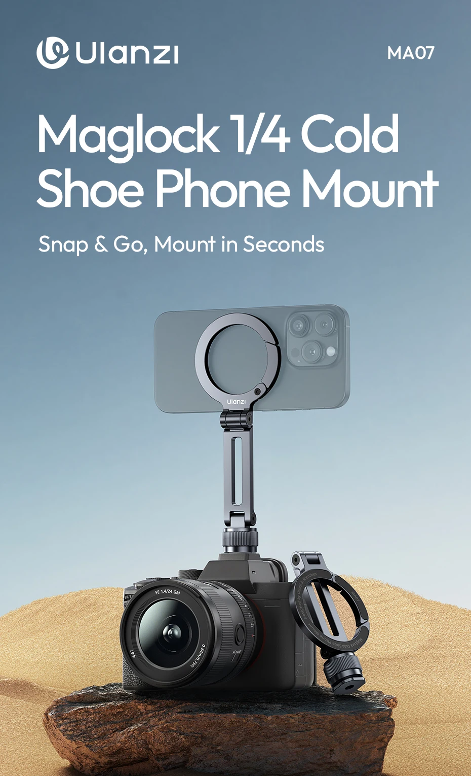 Cold Shoe Phone Mount Double-Side Magnetic Phone Mount for Camera Tripod for iPh