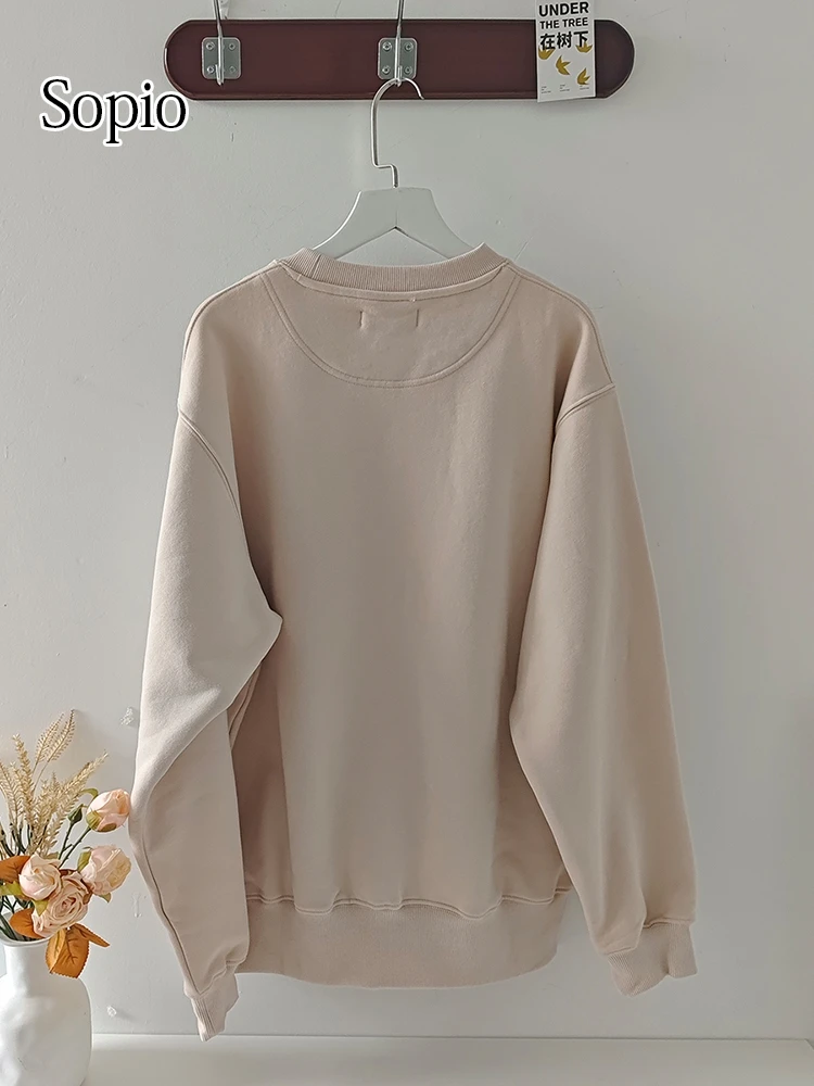 

ABS2434KQ-Round Neck Sportswear Women Sweatshirts Hoodie 2024 Autumn Winter Plushed Pullover Cotton Classic Casual Tops