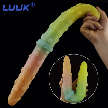 LUUK 16.5 inch Long Double Head Dildo Colorful Lesbian Silicone Anal Plug Sex Toys For Women Vagin G-Spot Stimulate Massage 1