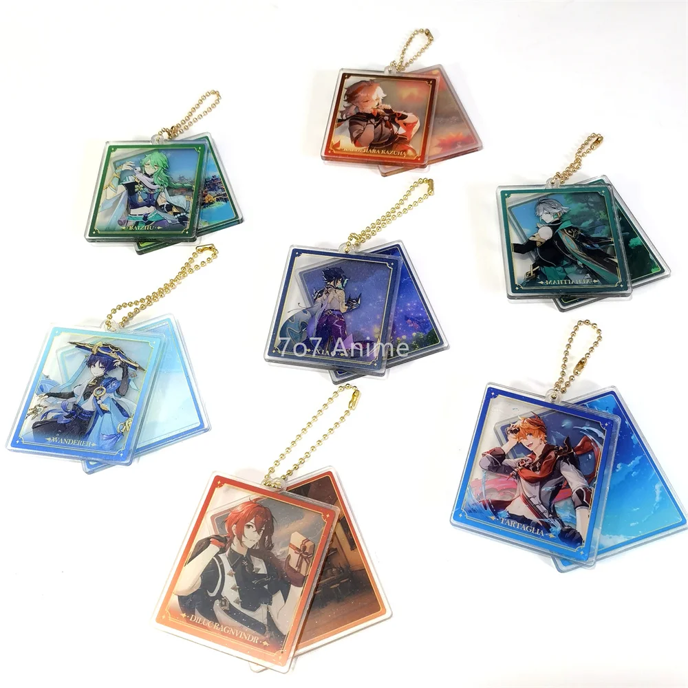 Hot Game Anime Figures Wriothesley Furina Neuvillette Xiao Diluc Keychain Pendant Car Key Chain Key Ring Men Women Jewelry Gift