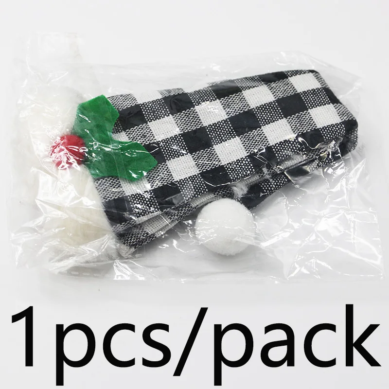 (1pcs/pack) Christmas plaid cloth red wine bottle set, dining table decoration, festive atmosphere creation set, Christmas decor