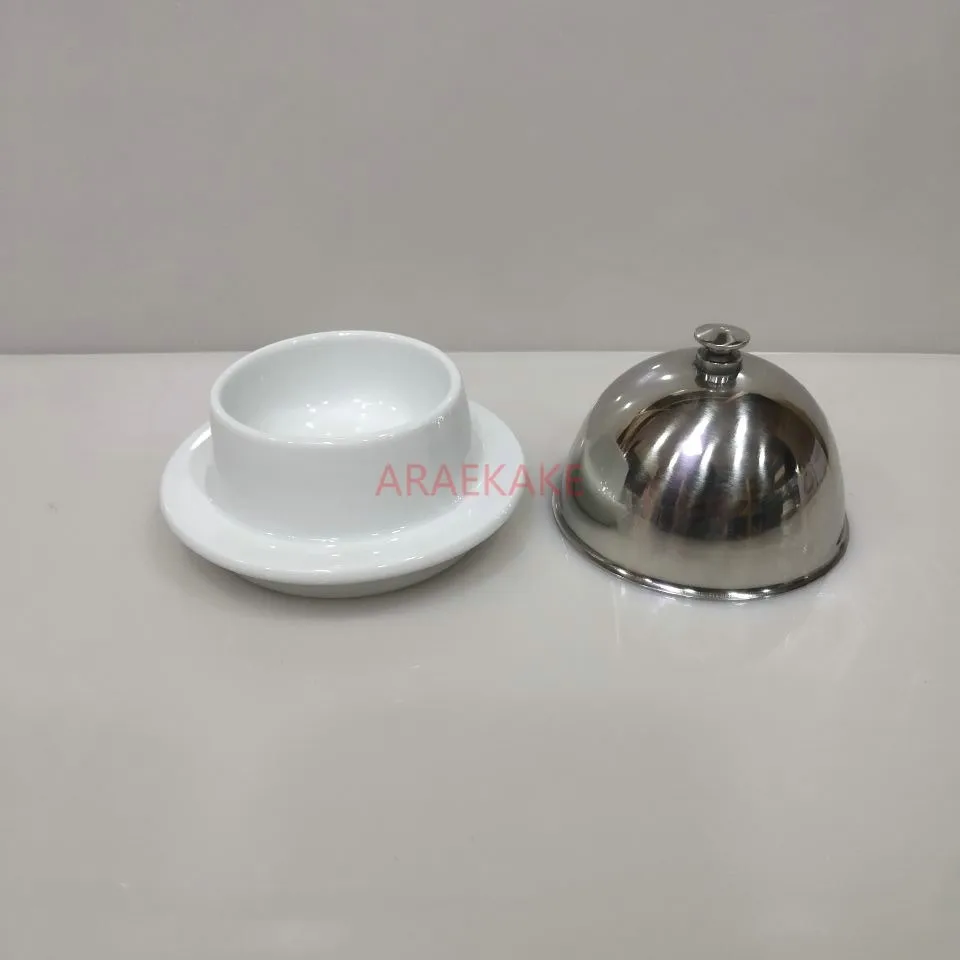 Stainless steel butter cup, ceramic plate, mousse dessert, cheese snack plate, nut cup cheese cup, Western cuisine season