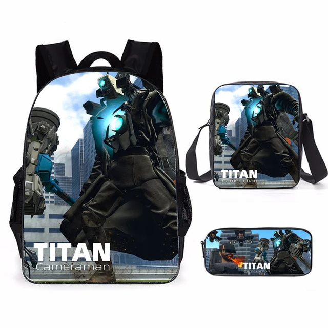 Skibidi Toilet Backpack Shoulder Bag Tv man Pencil Bag Titan Clock Man  backpack