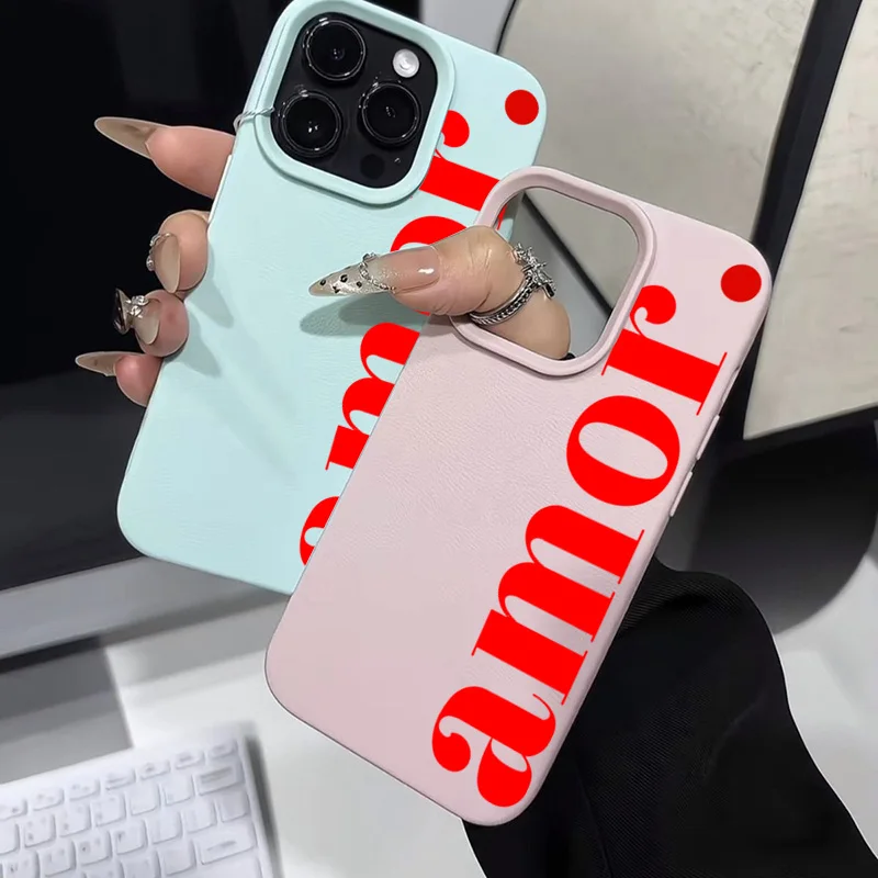 Elegant Red Artistic Letter Pattern Shockproof Phone Case - Soft Protective Cover