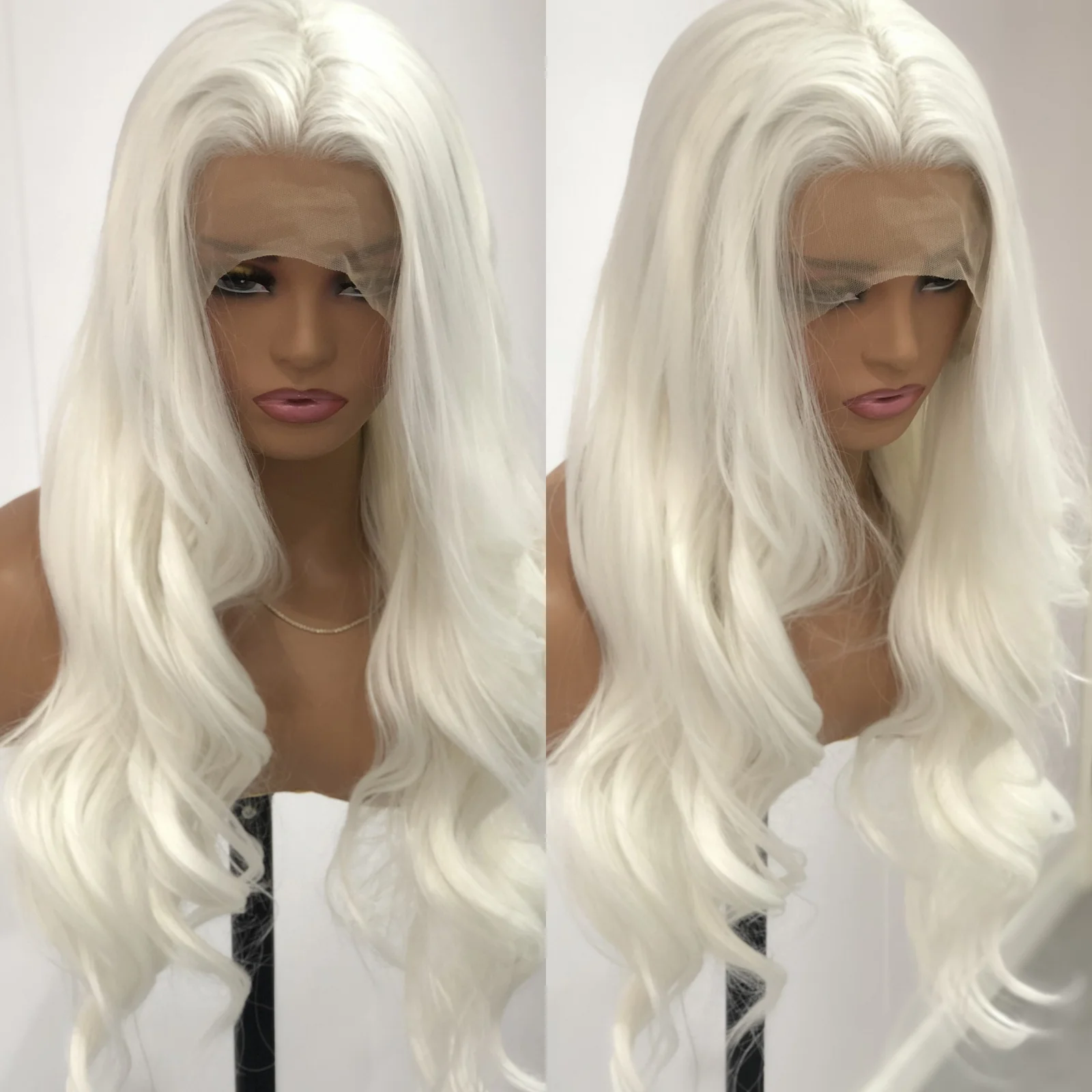 White Wig Natural Wavy Lace Synthetic Lace Front Wig Glueless Wigs Ready to Wear Long Glueless Wigs Women synthetic wig