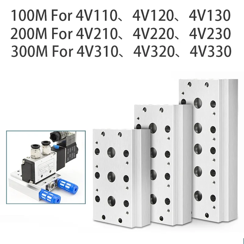 

Pneumatic Solenoid Valves 4V110 4V210 4V310 Air Exhaust Manifold 100M 200M 300M Valve Plate Base Manifold With Accessories