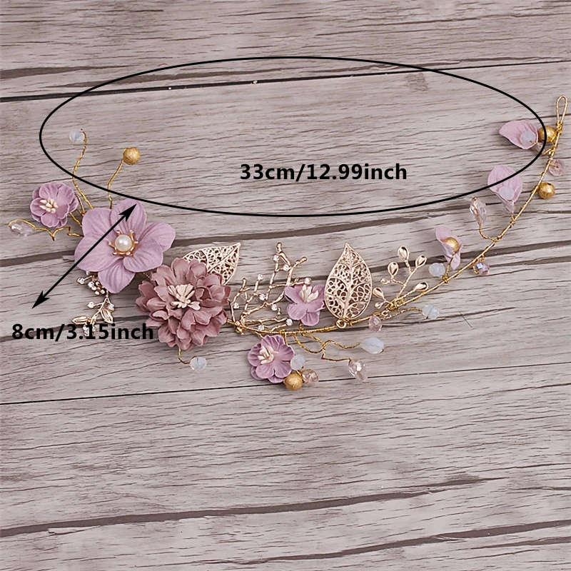 1Pc Handmade Wedding Hair Accessories Wreath Headwear Headband Wedding Dress Headband Bridal Headwear Accessories Golden Leaf De