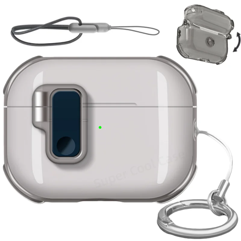Transparent TPU Earphone Case with Secure Lock and Lanyard