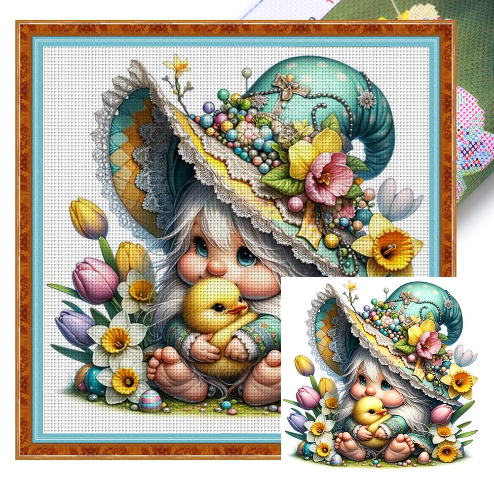 Cross stitch kit Full Embroidery Eco-cotton Thread 11CT Printed Gnome Cross Stitch Kit Art Decor