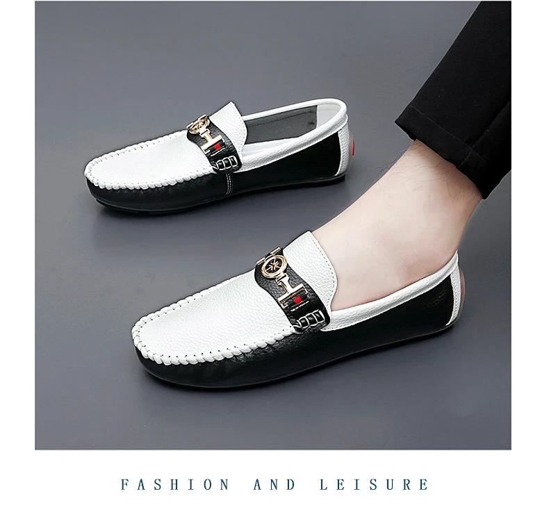 Leder Herren Freizeitschuhe Stilvolle weiche Herren Loafer Elegantes Mokassins Slip on Herren Bootsschuhe Neue Kleid Wohnungen Größe 39-47 – Detail 14