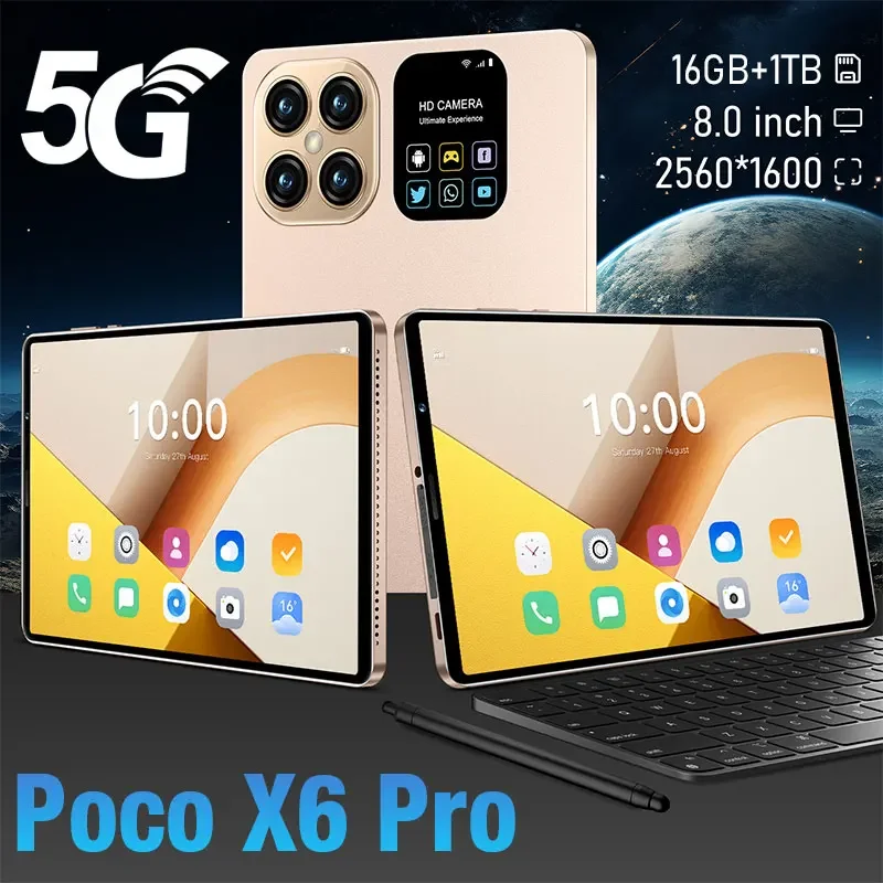 

Global Version Tablets Poco X6 Pro Original PC 16MP HD Original Tablet 5G Wifi Android PC Tablets Google Play Snapdragon888