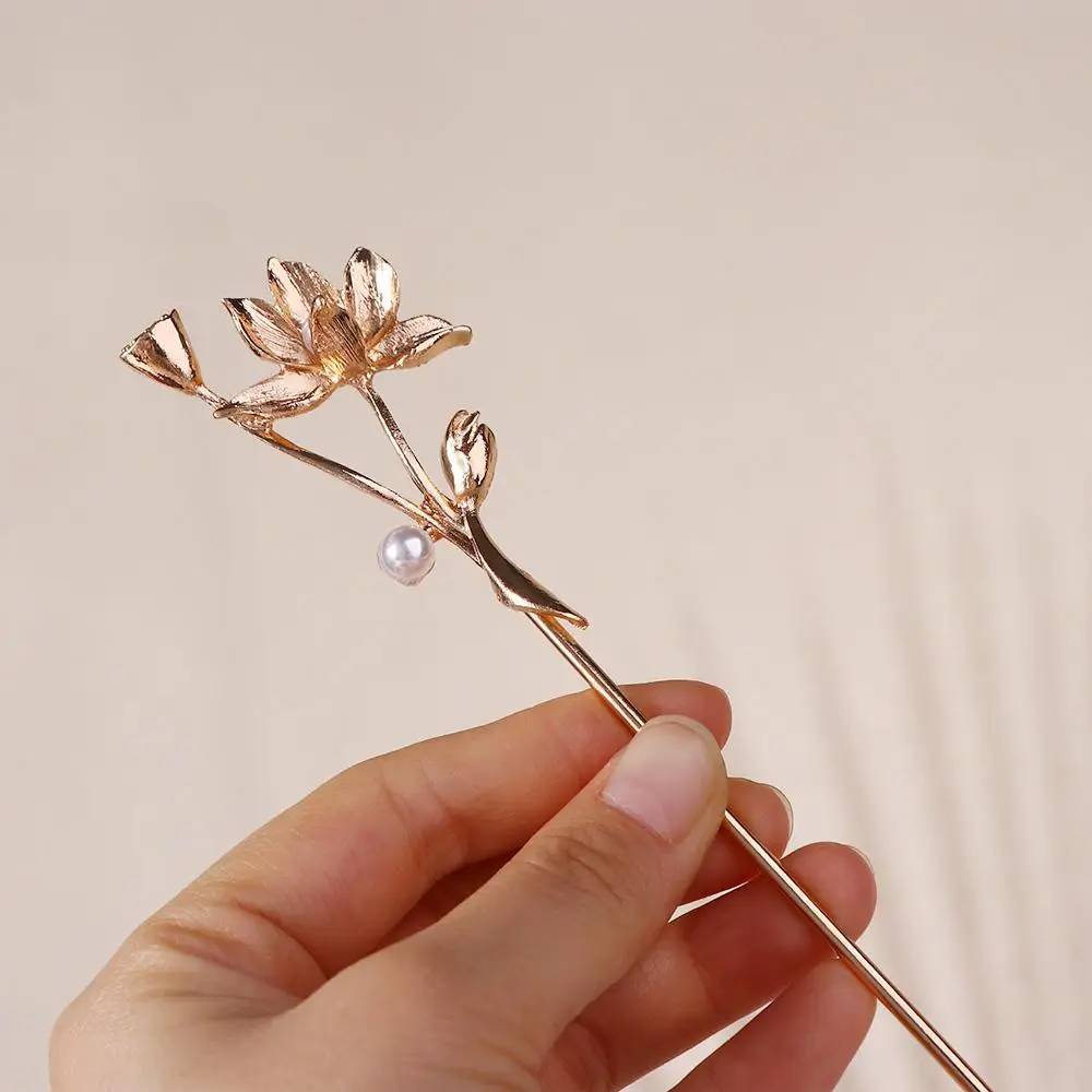 Design Tool Cheongsam Flower Ancient Headwear Chinese Style Headwear Hanfu Hair Sticks Metal Hairpin Ancient Style Hairpin