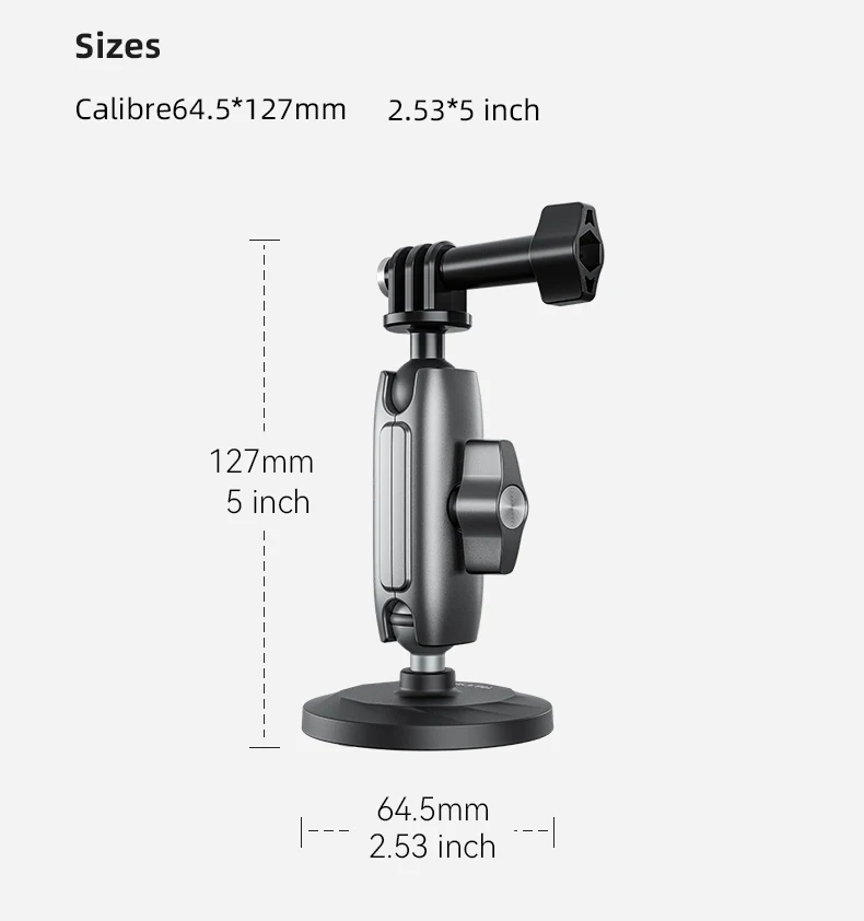 Aluminum Alloy Magnetic Action Camera Holder 360° Adjustable 1/4 Adapter For In