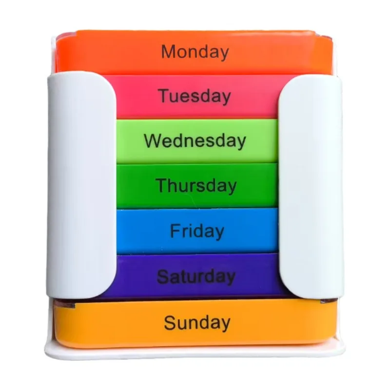 Weekly Pill Organizer 7 Day 4 Times Daily 28 Compartments Detachable Drawer Style Medicine Box with Portable Pill Case