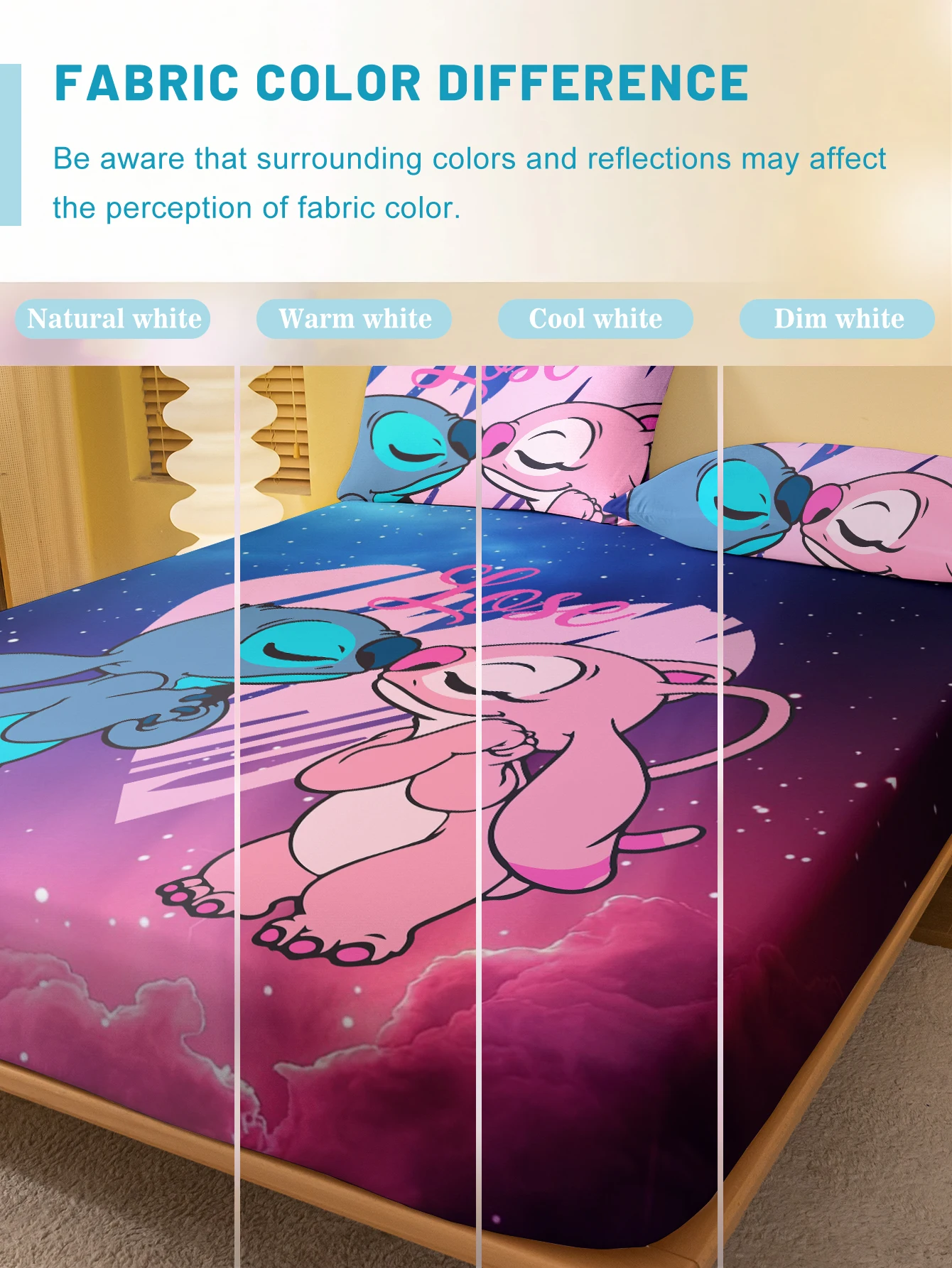 1 cartoon cute Stitch pattern digital printed frosted Fitted Sheet,bedroom printed bed cover,bedding(No pillowcase) 4