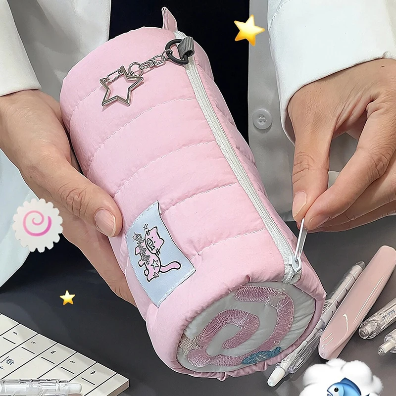 الوردي منشفة لفة مقلمة Kawaii لينة القلم حقيبة الت...