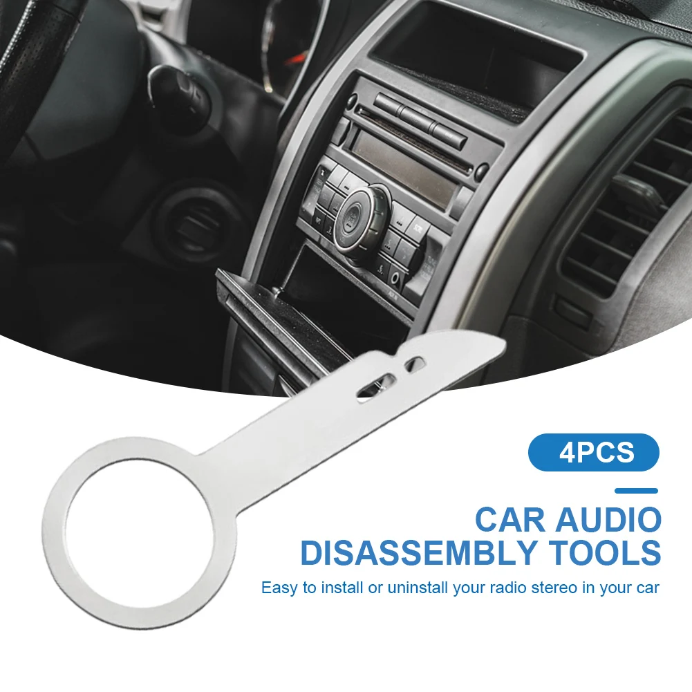4Pcs Car Audio Removal Key Stainless Steel Audio Sound Remover Key Car Radio Install Disassembly Tool for Mercedes Benz for Audi