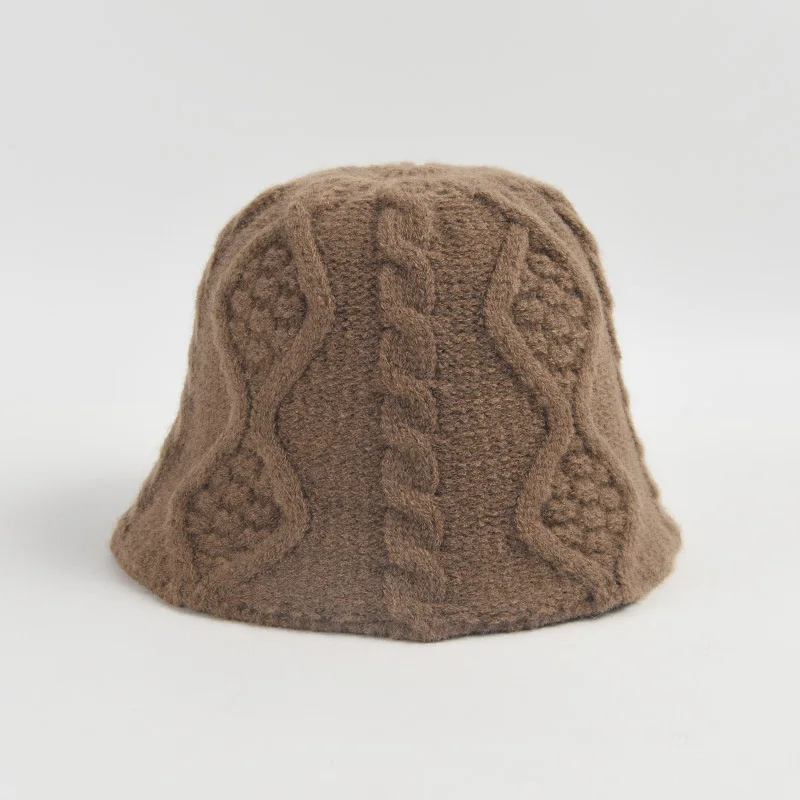 

Soft Warm Winter Bucket Hat Unisex Twist Knitted Fisherman Cap Vintage Winter Autumn Panama Hat Outdoor Sports Cap