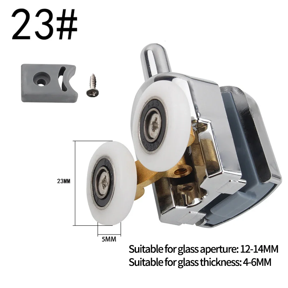 4pcs Shower Screen Door Roller Zinc Alloy Double-Wheel Sliding Shower Door Roller Top And Bottom 23mm Replacement
