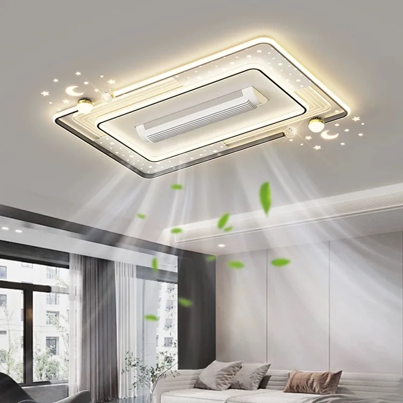 Living Room Bedroom Vaneless Fan Ceiling Light Remote Control Bladeless LED Ceiling Fan Light