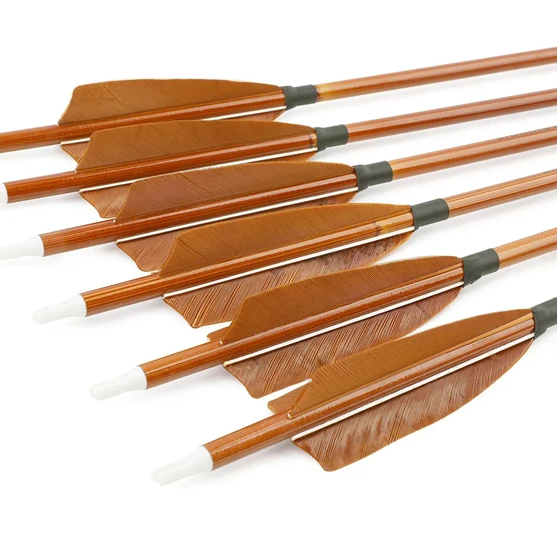 AMEYXGS 6 pcs 31Inch Traditional Archery Wooden Arrows Handmade Wood Shaft  with 5 inch Turkey Feather and Broadheads for Recurve Bow or Longbow