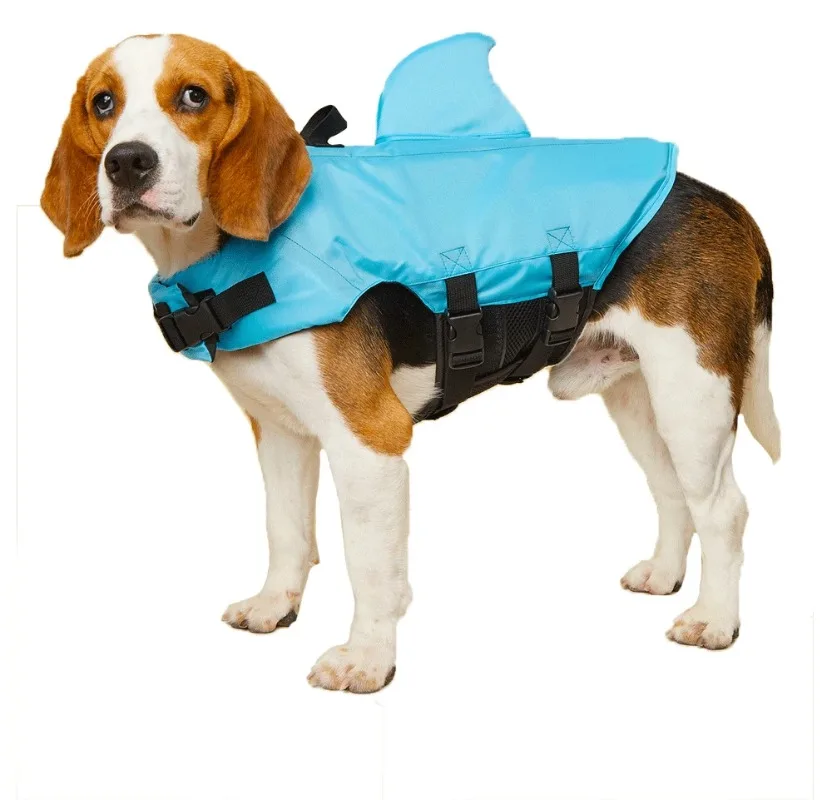 Hunde Schwimmweste Mit Haifischflosse Für Mehr Auftrieb Sicherheit_voghion.com