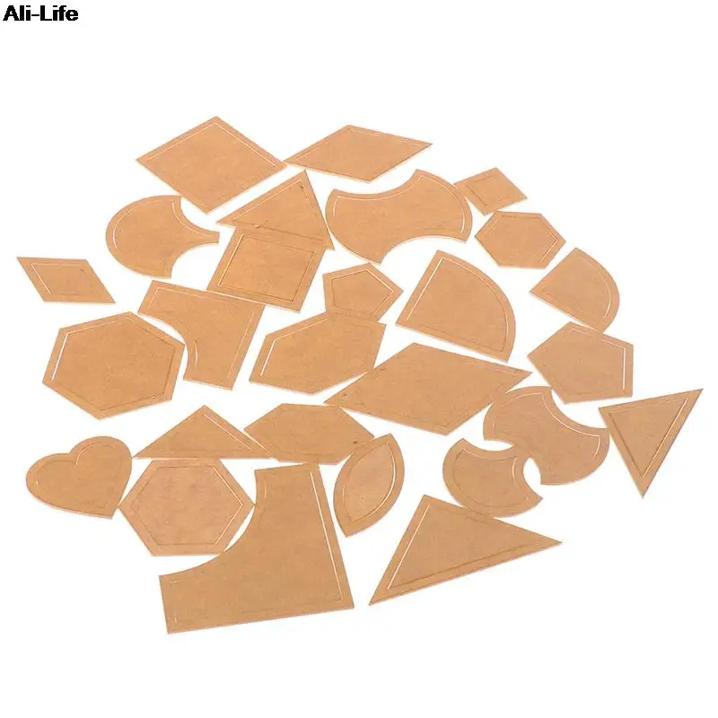 Sewing Template 54pcs/set Transparent Acrylic Quilting Templates Sewing Stencils Craft Patchwork Ruler Handmade DIY Sewing Styling Tool